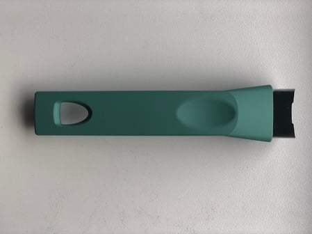 sage green handle sample in soft touch finish by la termoplastic fbm